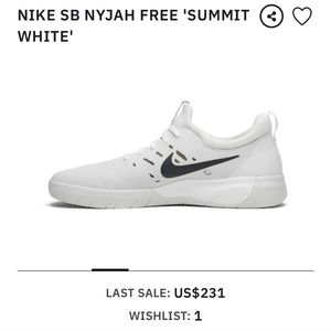 LIKE NEW - NIKE SB NYJAH FREE 'SUMMIT WHITE' / ANTHRACITE 8.5